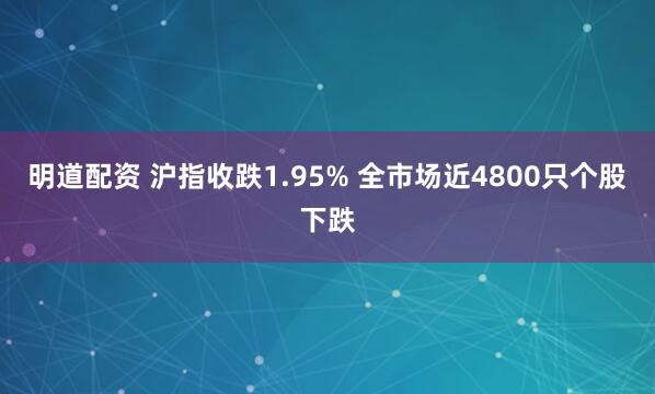 明道配资 沪指收跌1.95% 全市场近4800只个股下跌