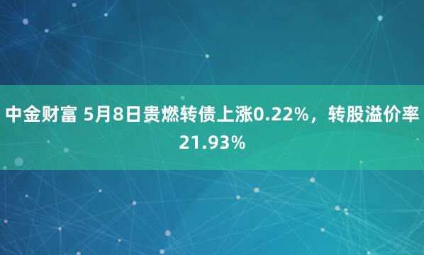 中金财富 5月8日贵燃转债上涨0.22%，转股溢价率21.93%