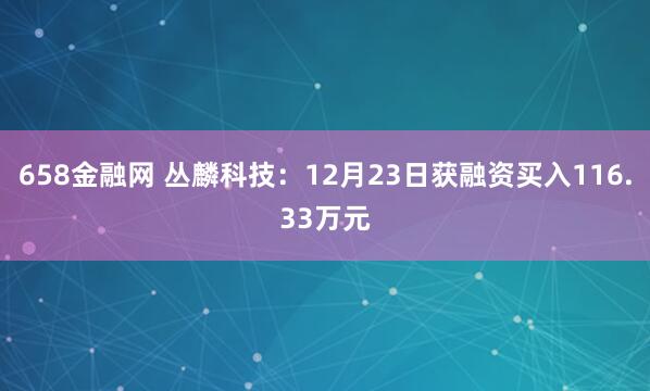658金融网 丛麟科技：12月23日获融资买入116.33万元