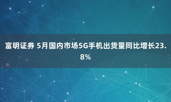 富明证券 5月国内市场5G手机出货量同比增长23.8%
